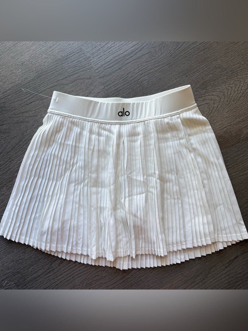 ALO Yoga White Pleated Skater Skirt